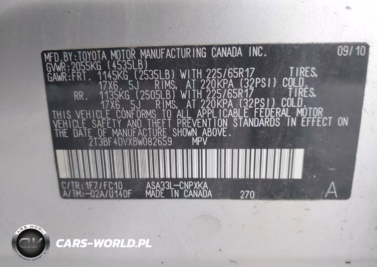 2011 Toyota Rav4 VIN:2T3BF4DVXBW082659 - 9