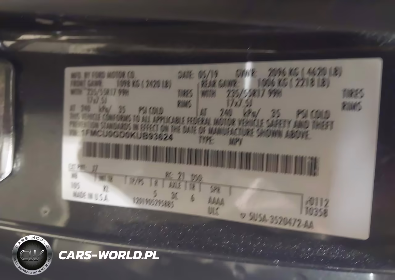 2019 Ford Escape Se VIN:1FMCU0GD0KUB93624 - 9