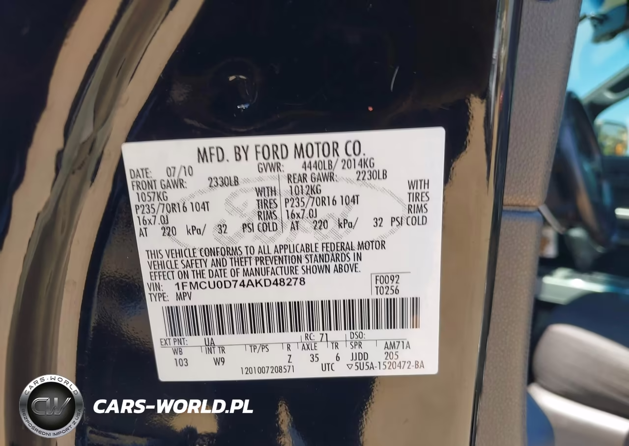 2010 Ford Escape Xlt VIN:1FMCU0D74AKD48278 - 9