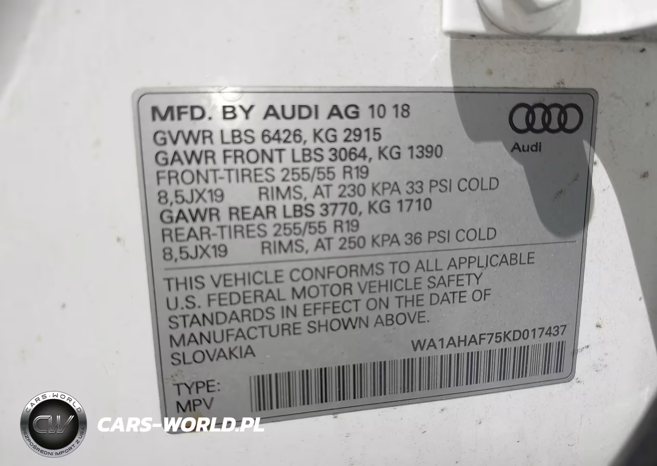 2019 Audi Q7 VIN:WA1AHAF75KD017437 - 9