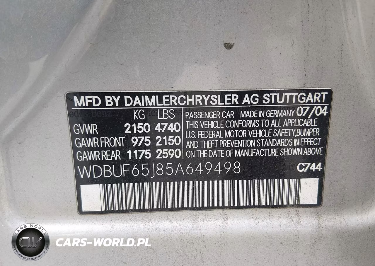2005 Mercedes-Benz E 320 VIN:WDBUF65J85A649498 - 9