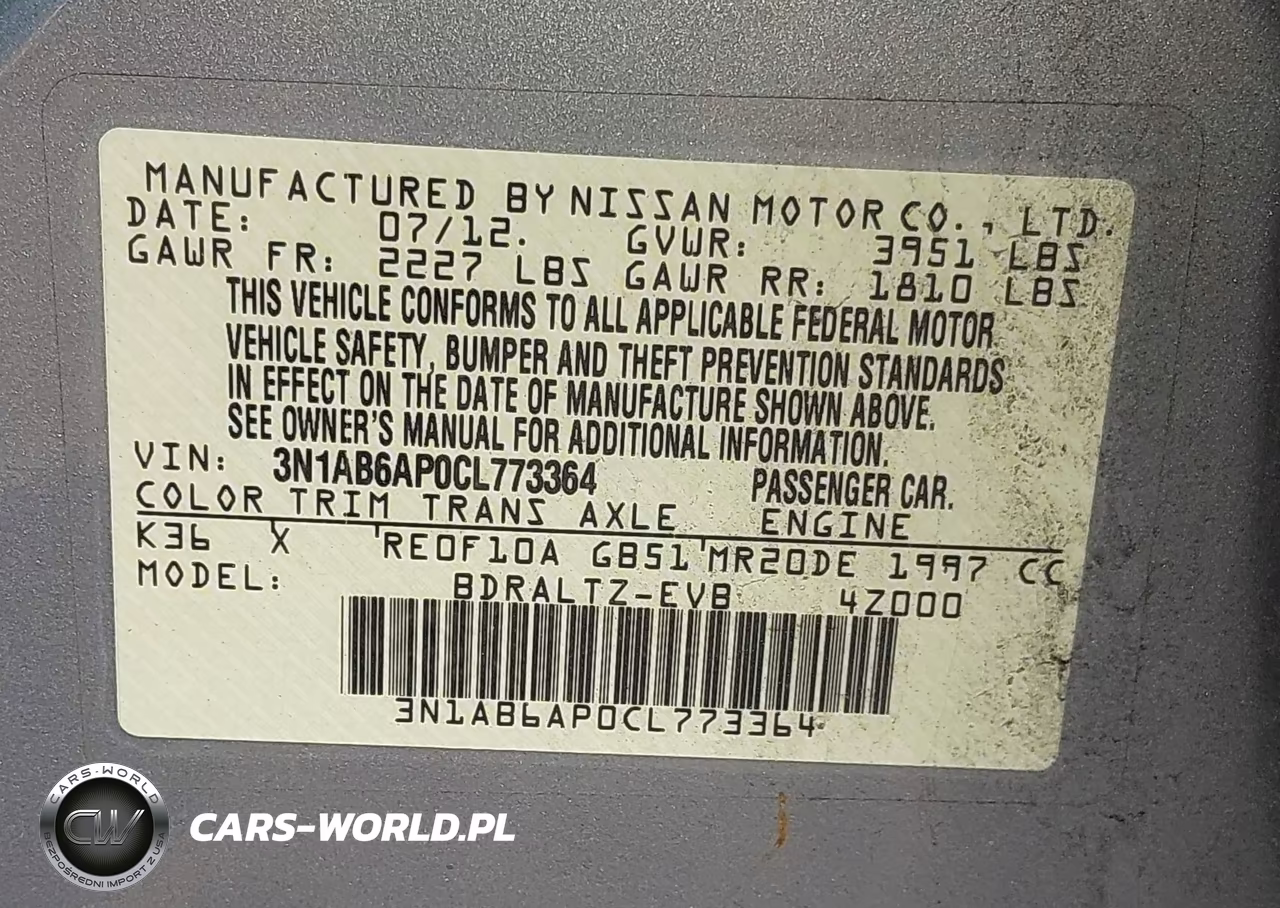 2012 Nissan Sentra 2.0 S VIN:3N1AB6AP0CL773364 - 9