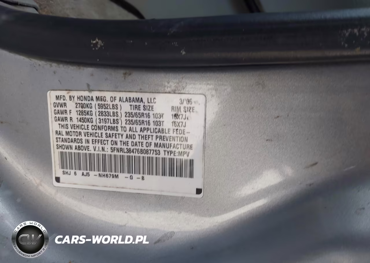 2006 Honda Odyssey Ex VIN:5FNRL38476B087753 - 9