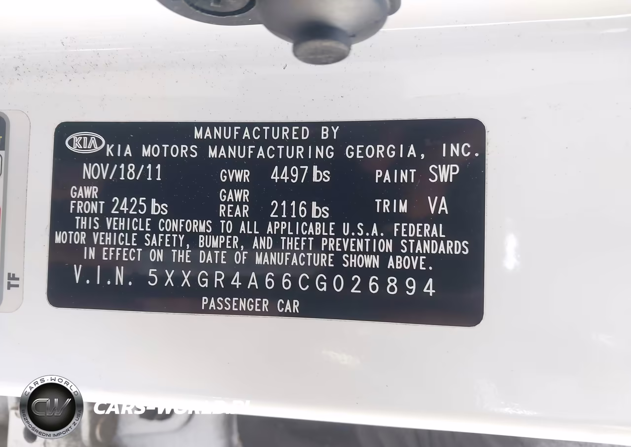 2012 Kia Optima Sx VIN:5XXGR4A66CG026894 - 9