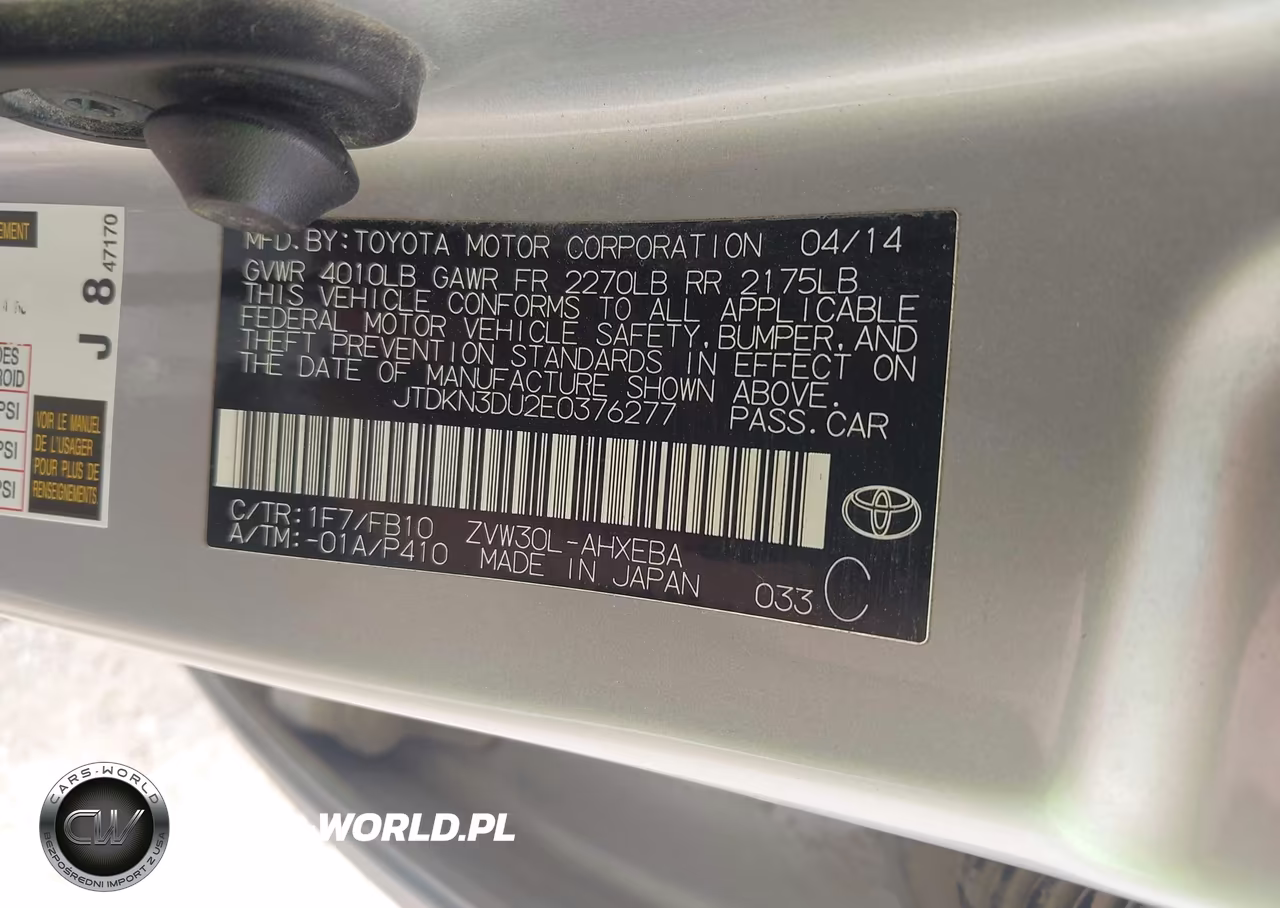 2014 Toyota Prius Two VIN:JTDKN3DU2E0376277 - 9