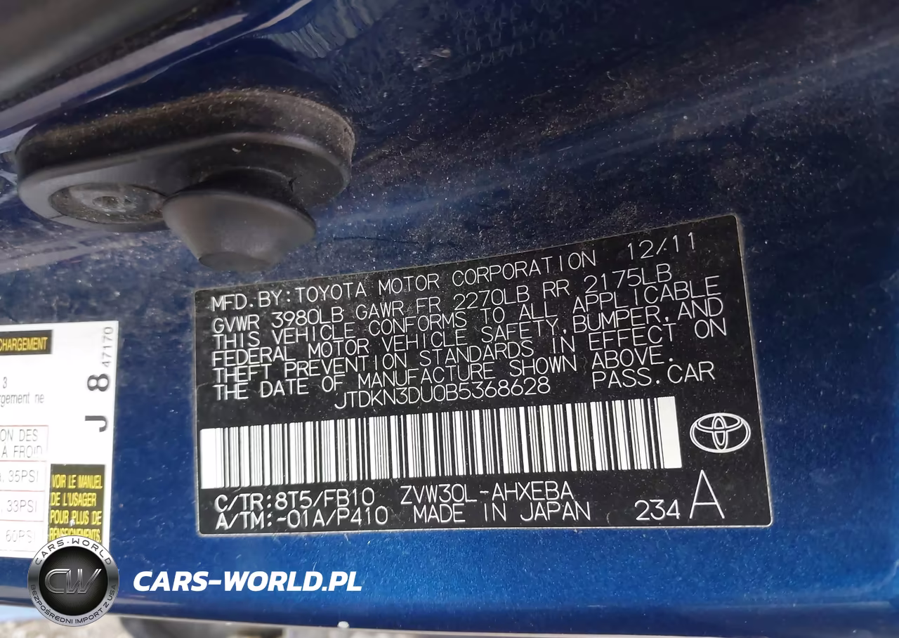 2011 Toyota Prius Three VIN:JTDKN3DU0B5368628 - 9