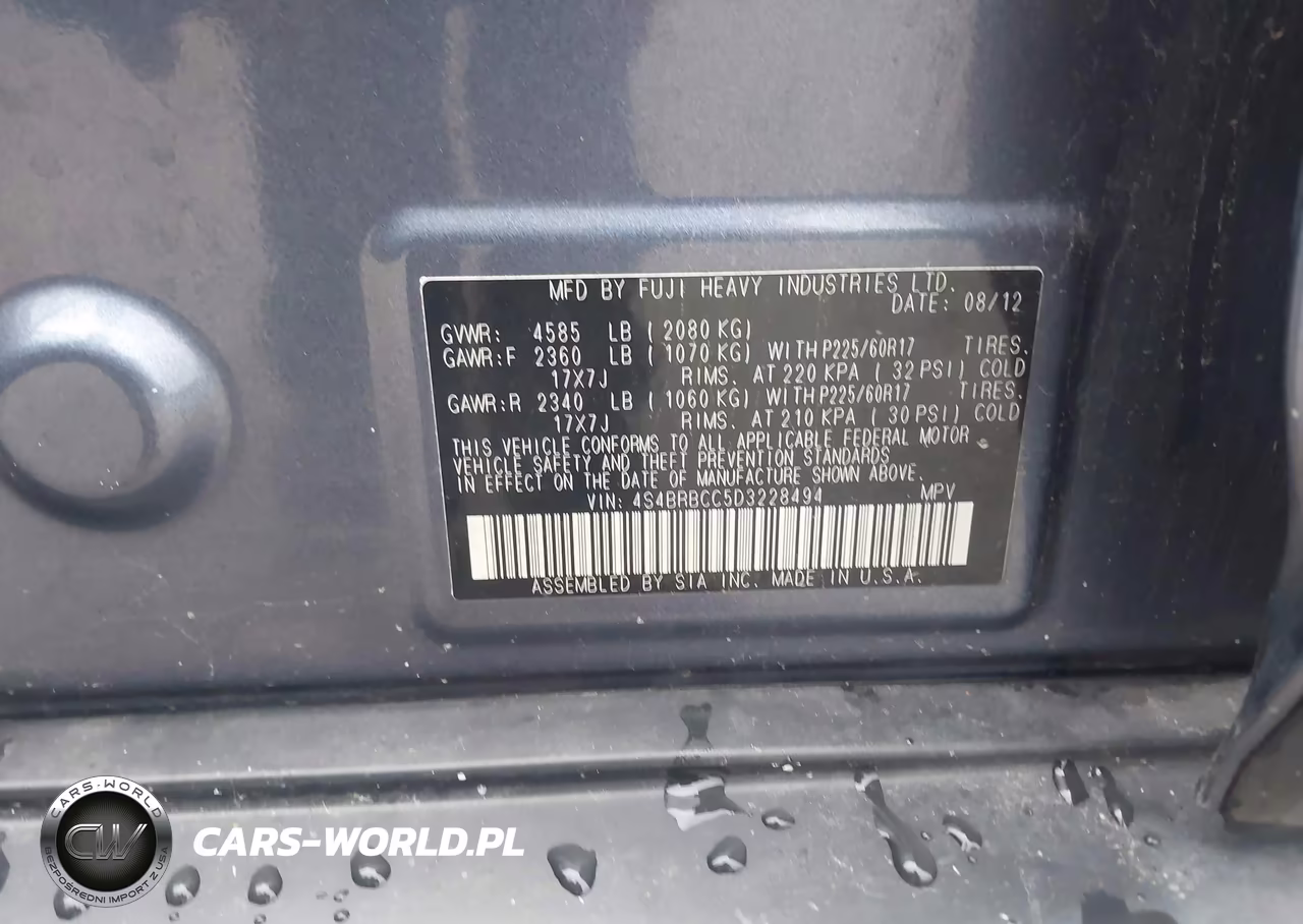 2013 Subaru Outback 2.5I Premium VIN:4S4BRBCC5D3228494 - 9