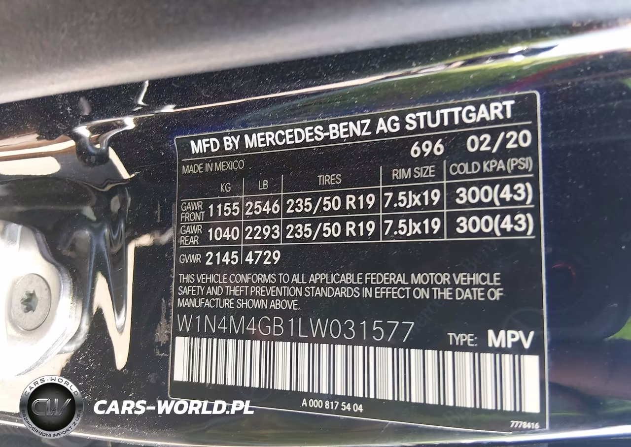 2020 Mercedes-Benz Glb 250 VIN:W1N4M4GB1LW031577 - 9