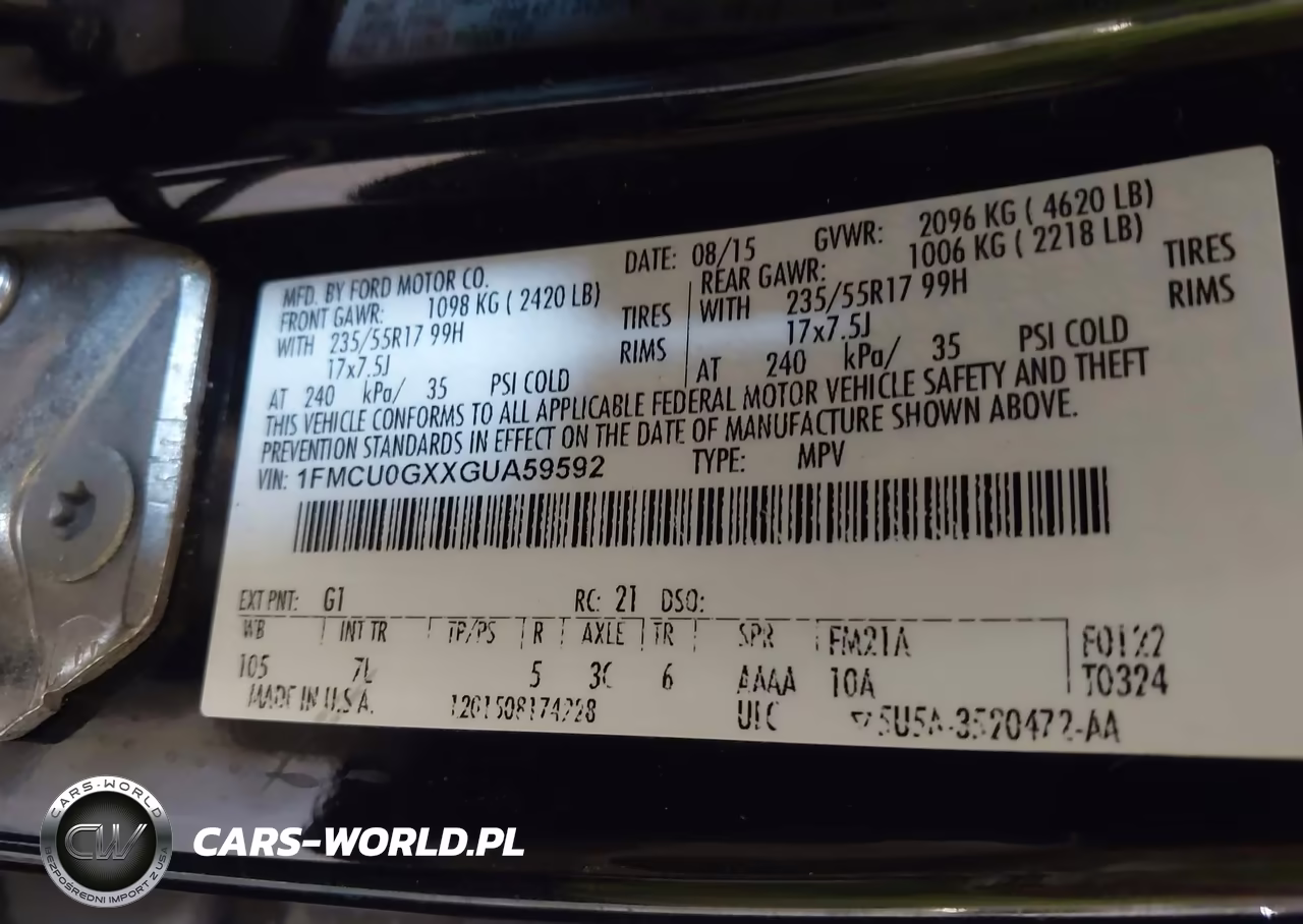2016 Ford Escape Se VIN:1FMCU0GXXGUA59592 - 9