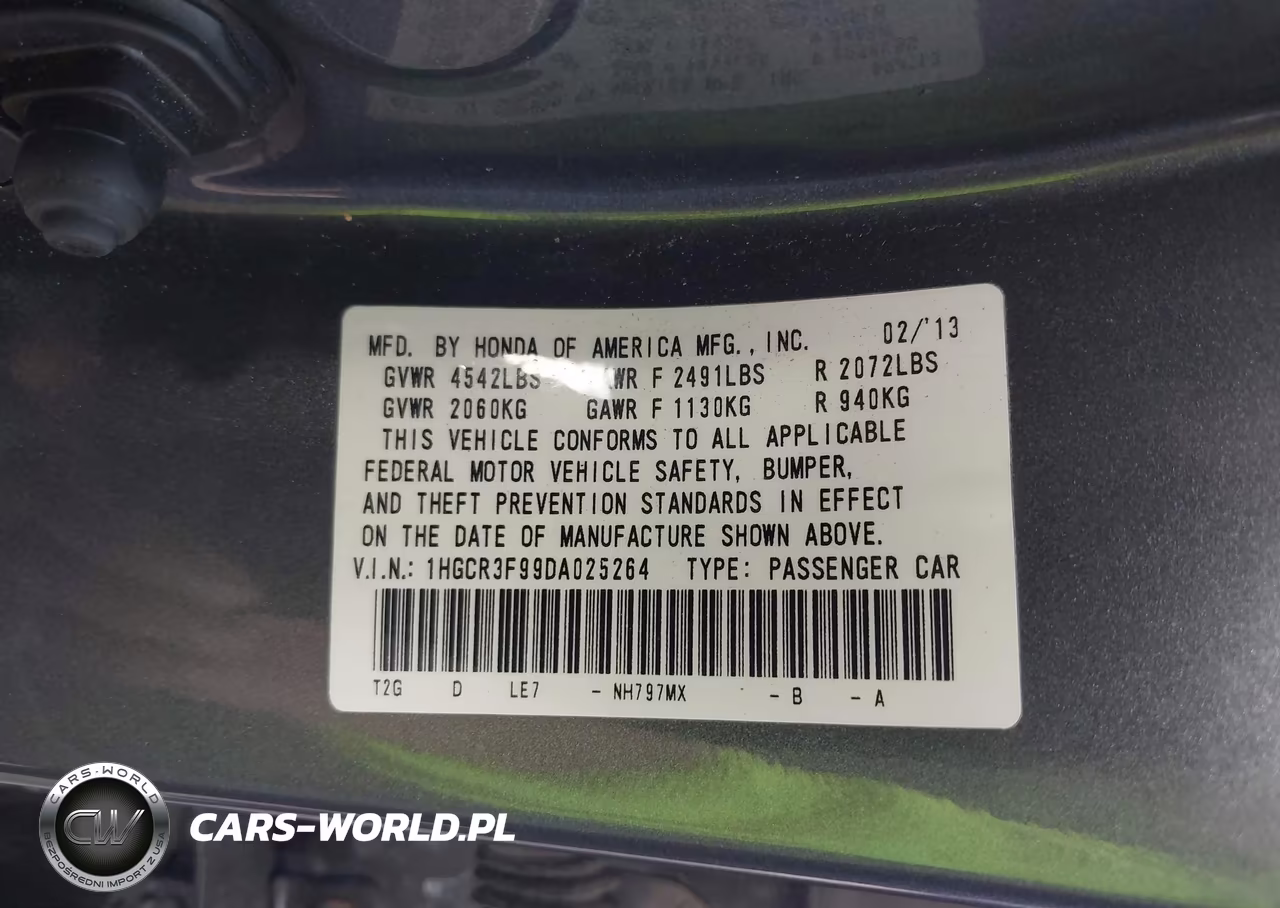 2013 Honda Accord Touring VIN:1HGCR3F99DA025264 - 9