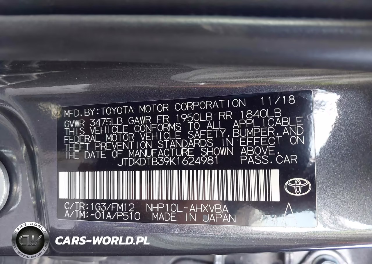 2019 Toyota Prius C L VIN:JTDKDTB39K1624981 - 9