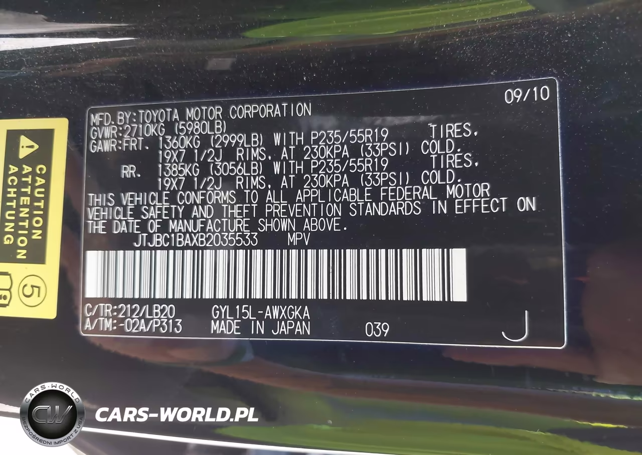 2011 Lexus Rx 450H VIN:JTJBC1BAXB2035533 - 9