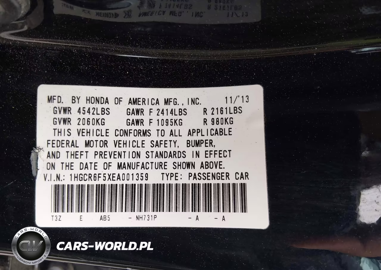 2014 Honda Accord Hybrid Ex-L VIN:1HGCR6F5XEA001359 - 9