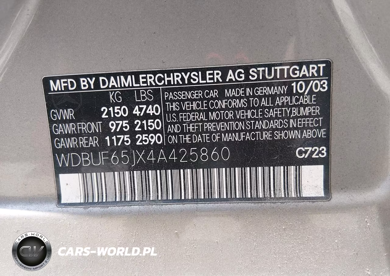 2004 Mercedes-Benz E 320 VIN:WDBUF65JX4A425860 - 9