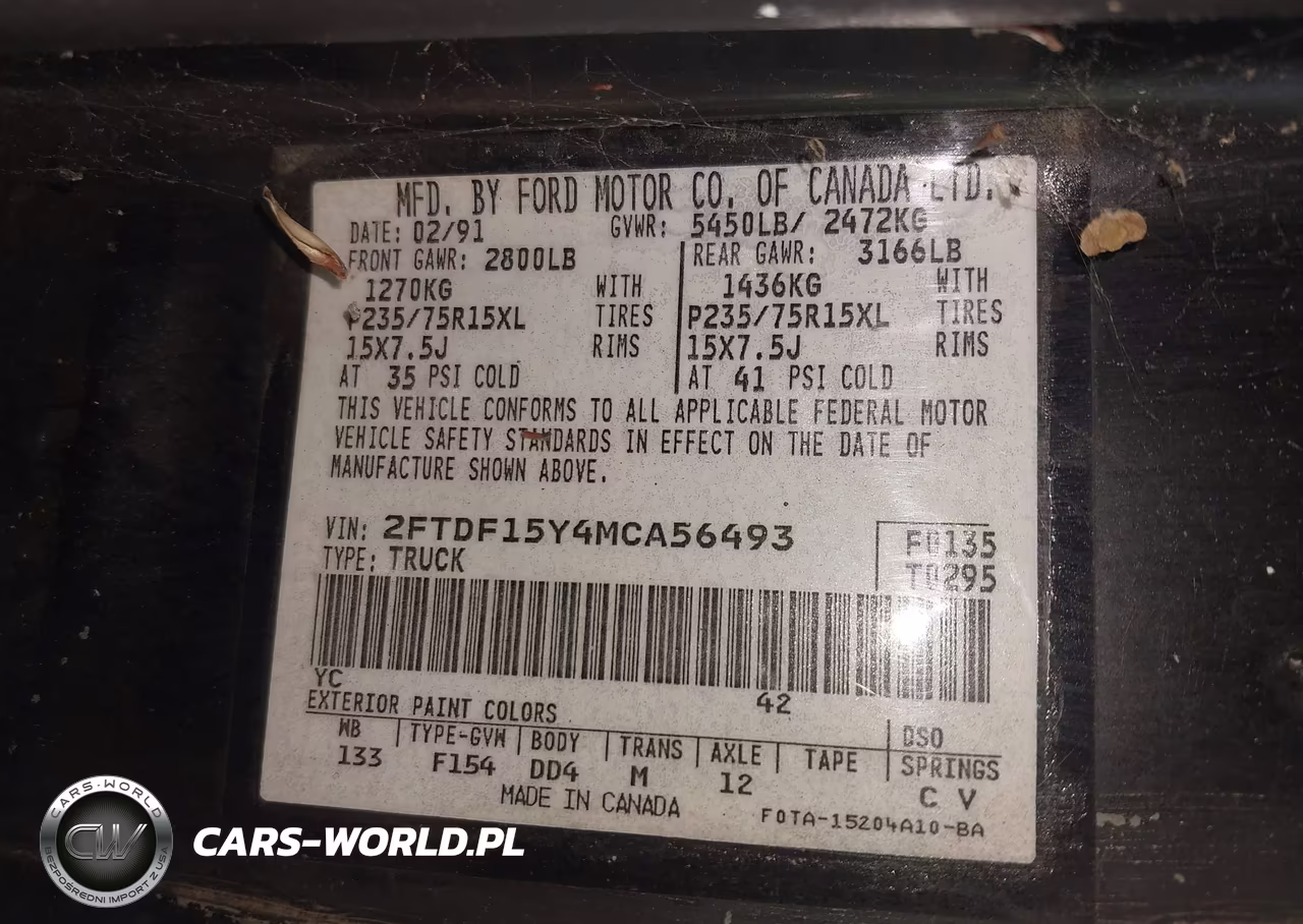 1991 Ford F150 VIN:2FTDF15Y4MCA56493 - 9