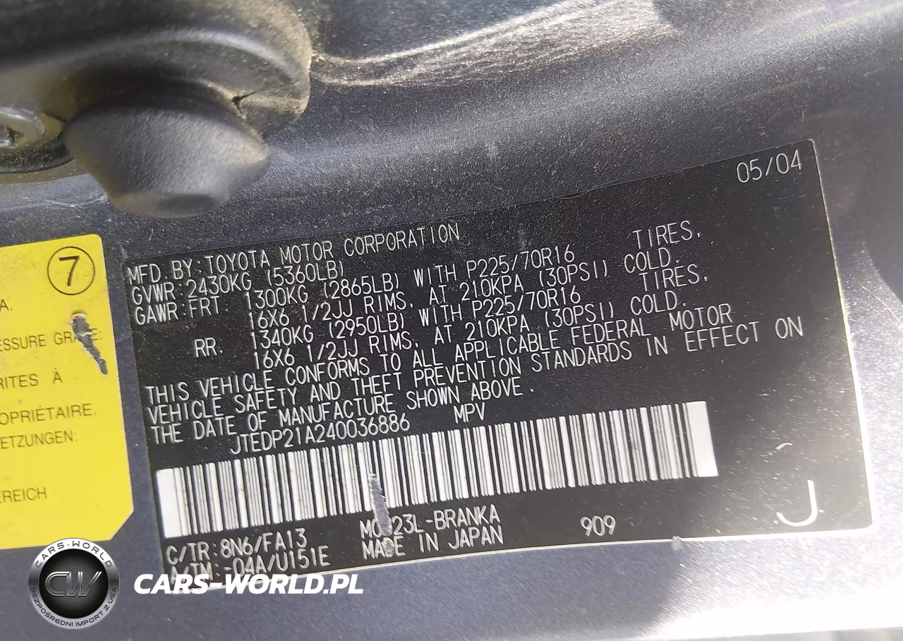 2004 Toyota Highlander V6 VIN:JTEDP21A240036886 - 9
