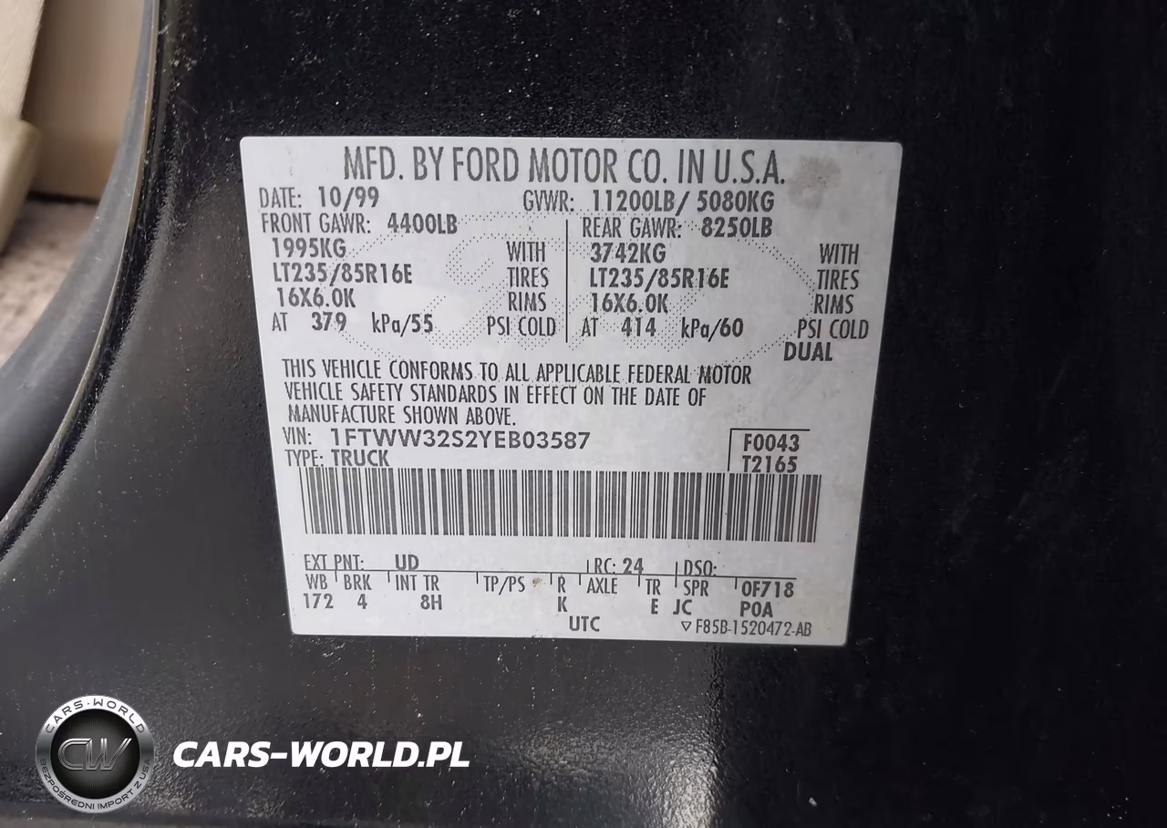 2000 Ford F-350 Lariat-Xl-Xlt VIN:1FTWW32S2YEB03587 - 8