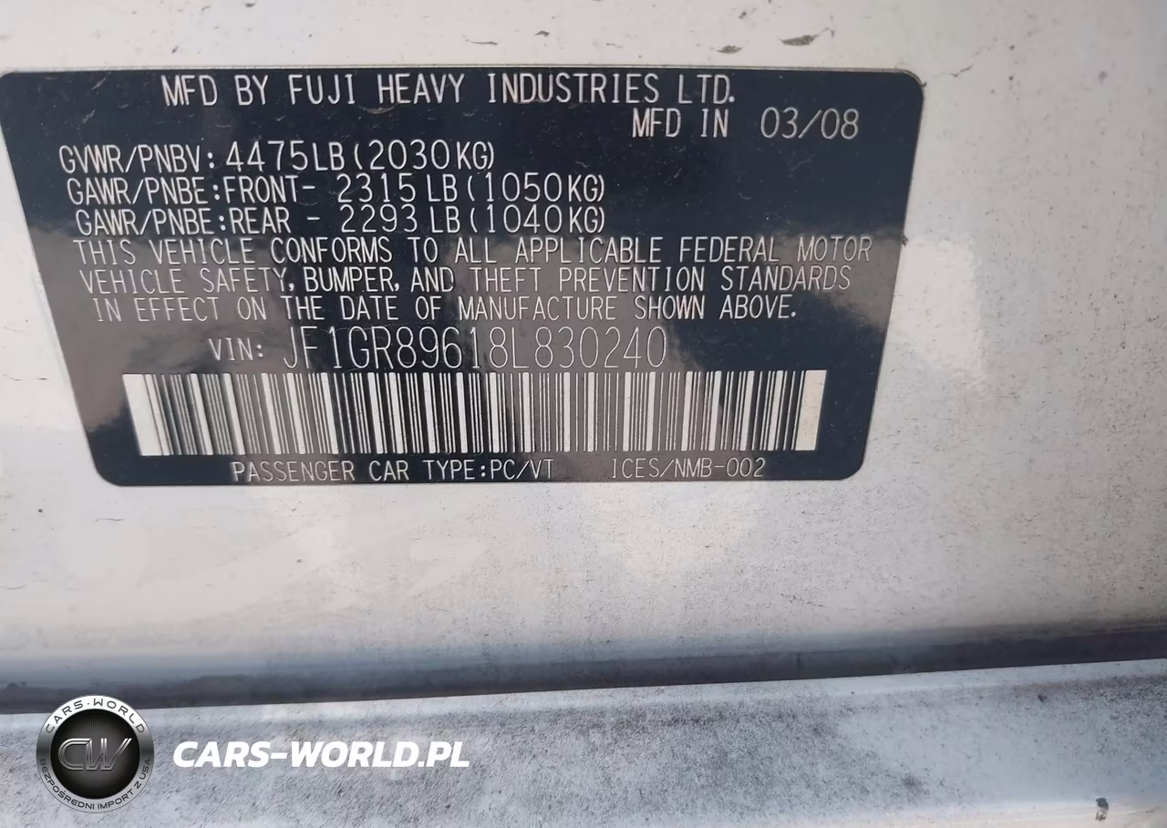 2008 Subaru Impreza Wrx Sti VIN:JF1GR89618L830240 - 9