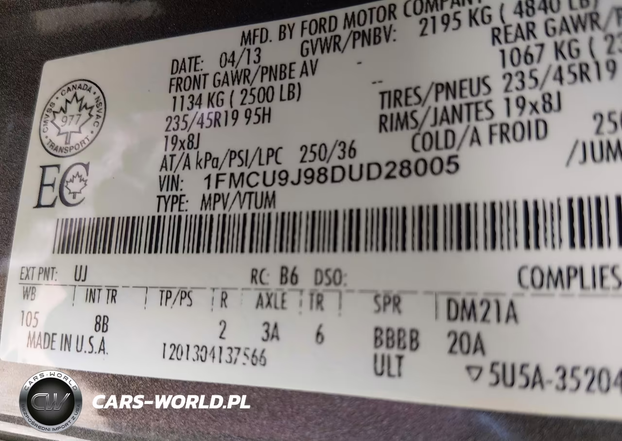 2013 Ford Escape Titanium VIN:1FMCU9J98DUD28005 - 9