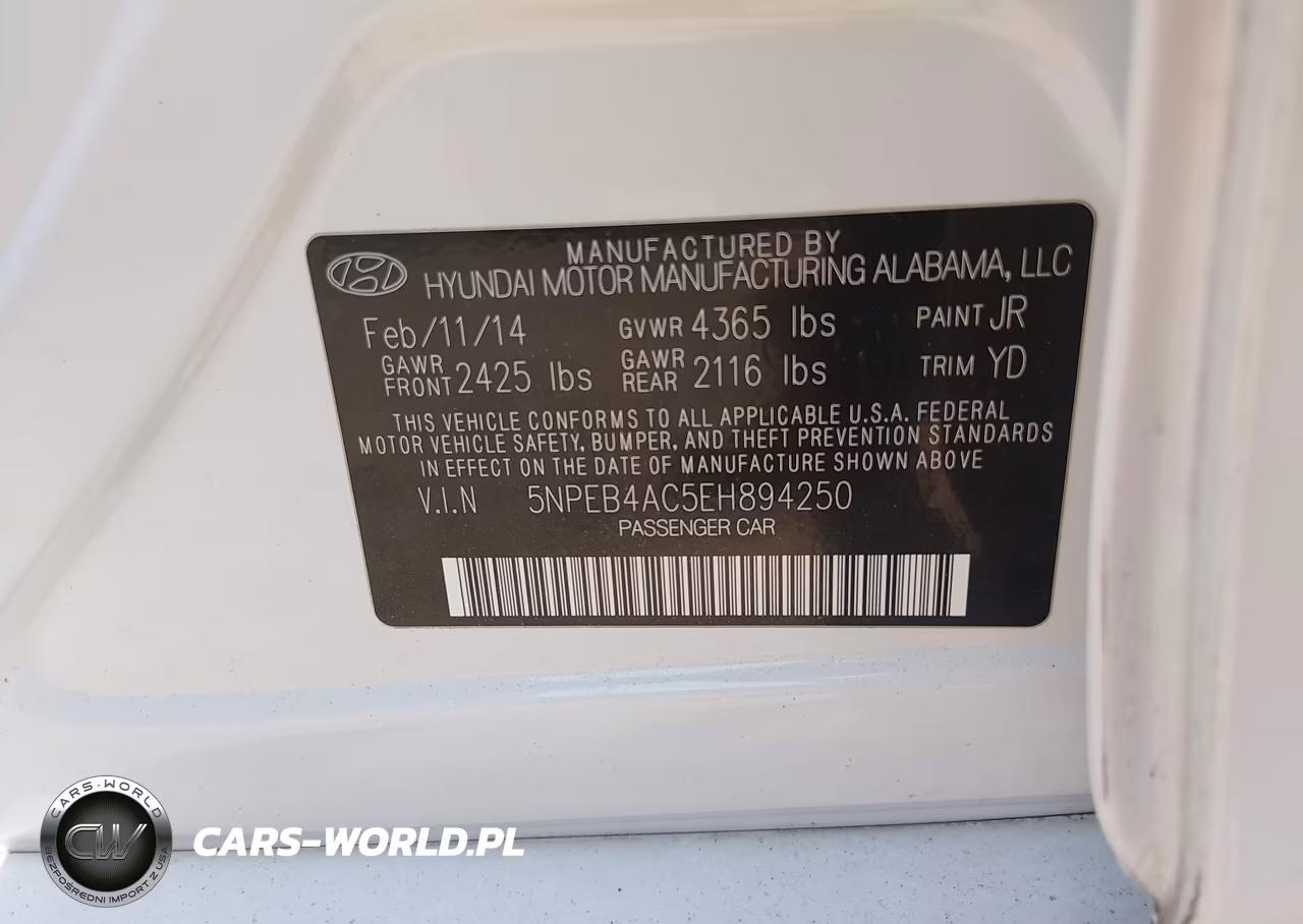 2014 Hyundai Sonata Gls VIN:5NPEB4AC5EH894250 - 9
