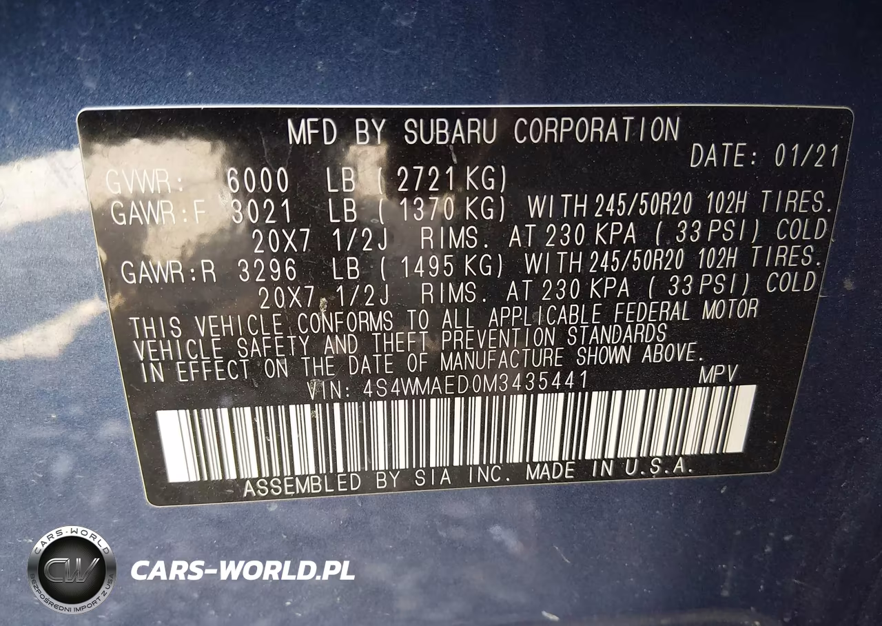 2021 Subaru Ascent Premium VIN:4S4WMAED0M3435441 - 9