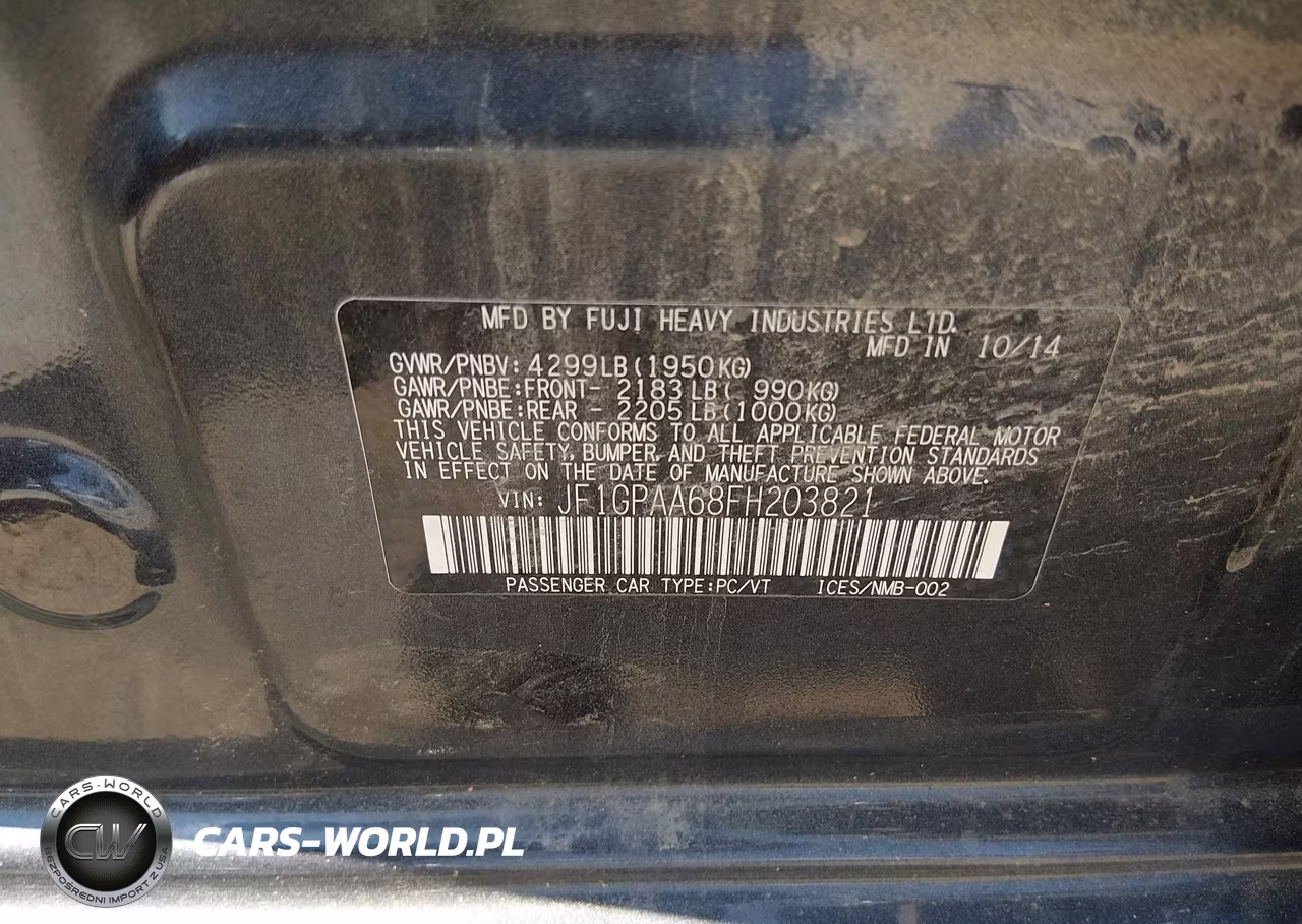 2015 Subaru Impreza 2.0I VIN:JF1GPAA68FH203821 - 9