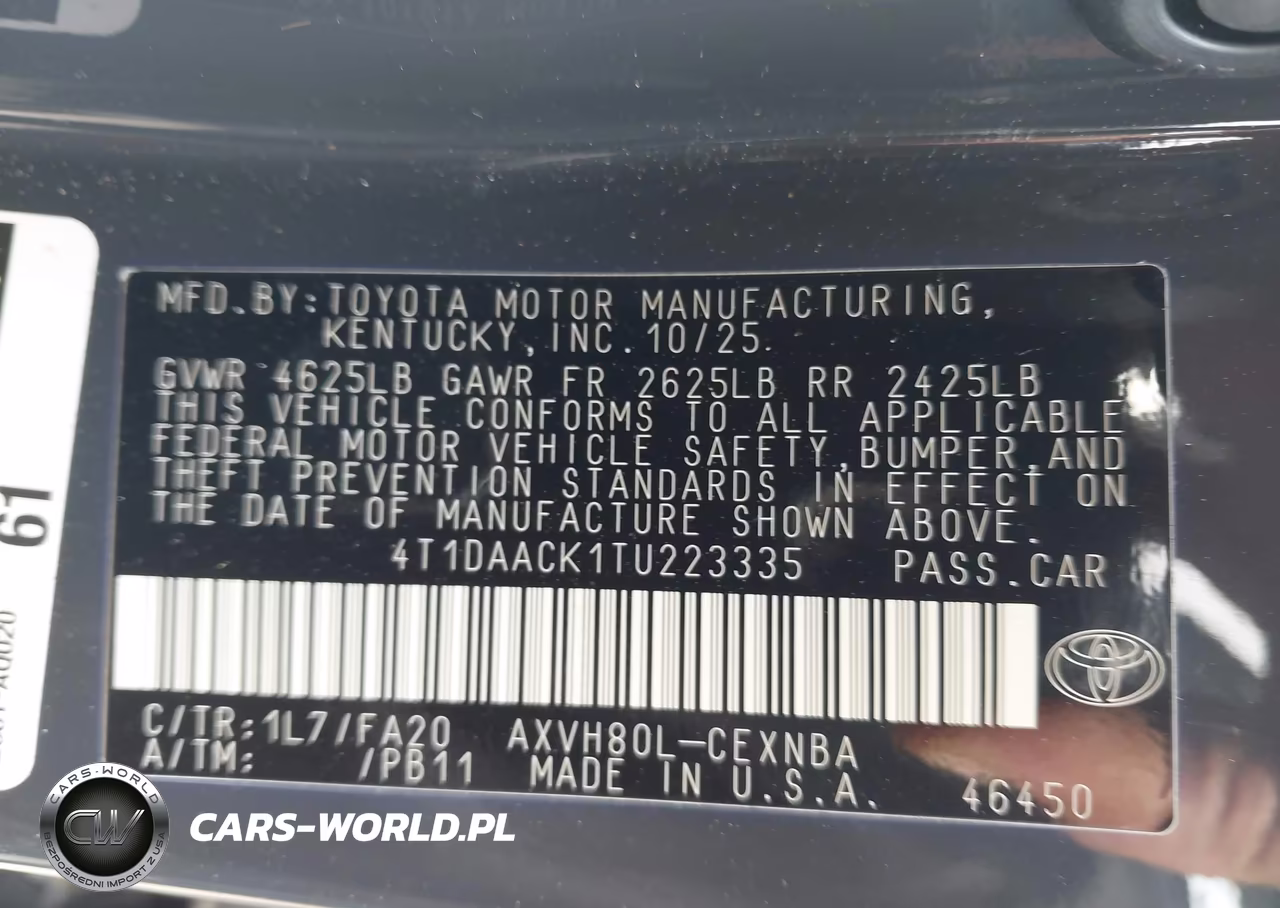 2026 Toyota Camry Le VIN:4T1DAACK1TU223335 - 9