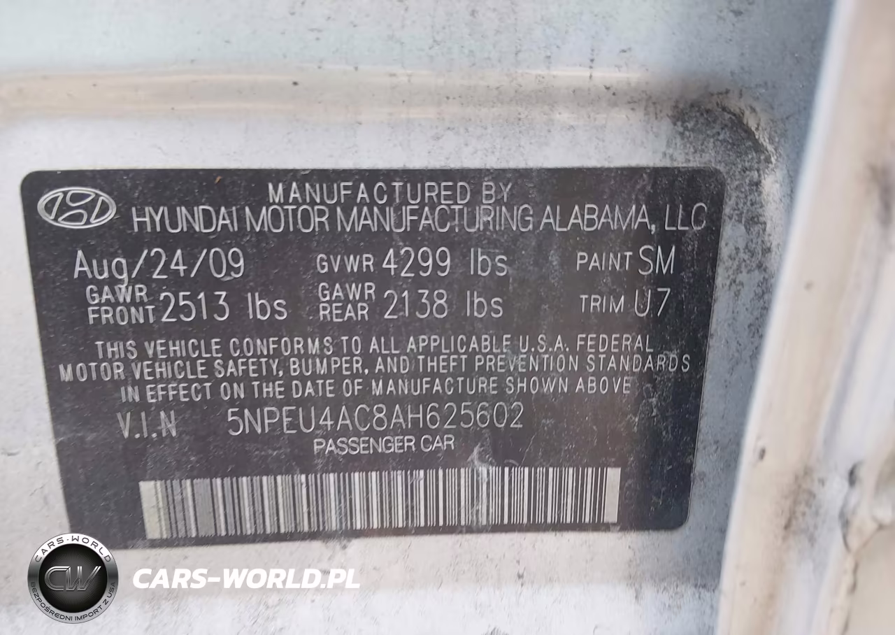 2010 Hyundai Sonata Se VIN:5NPEU4AC8AH625602 - 9