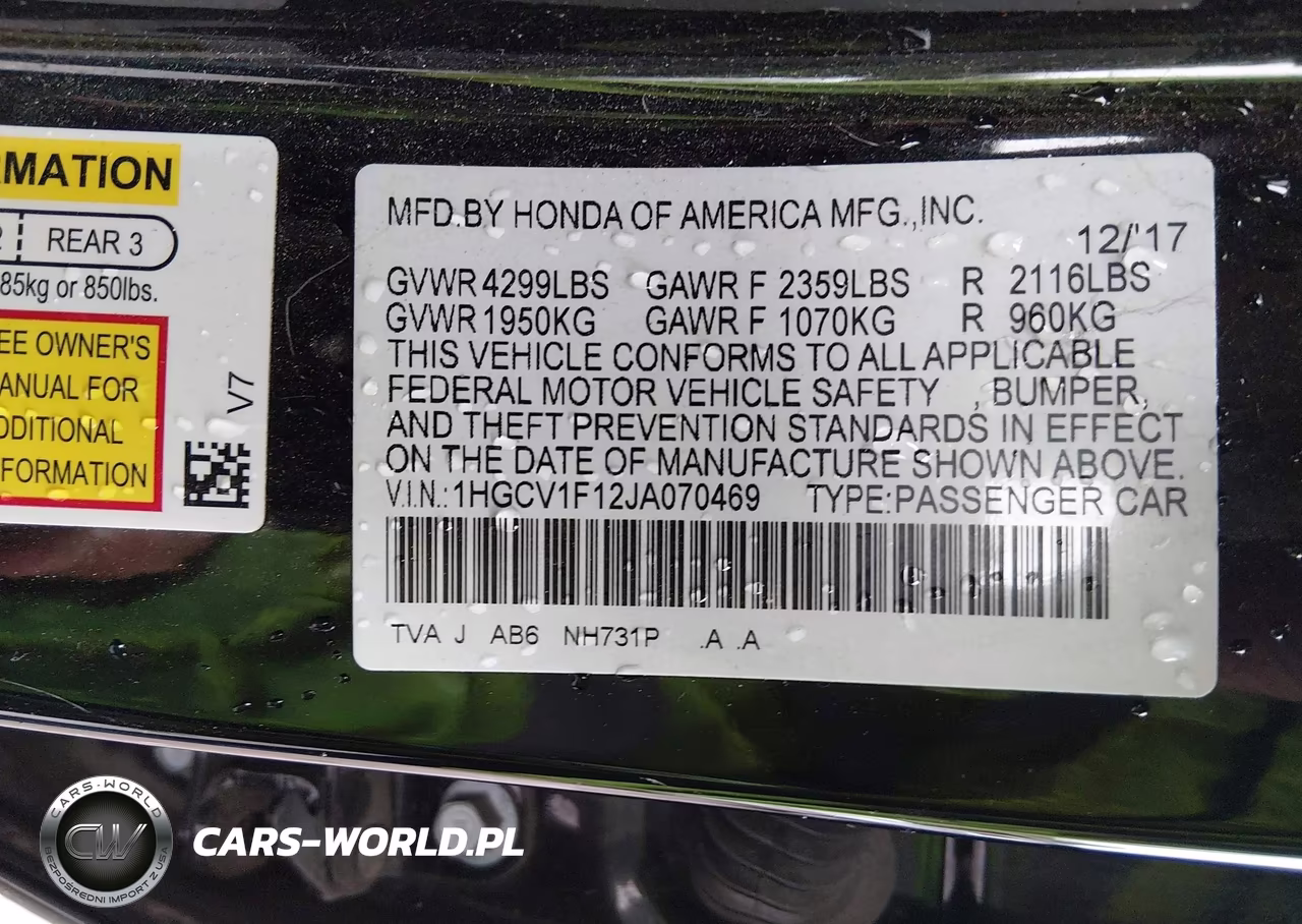 2018 Honda Accord Lx VIN:1HGCV1F12JA070469 - 9