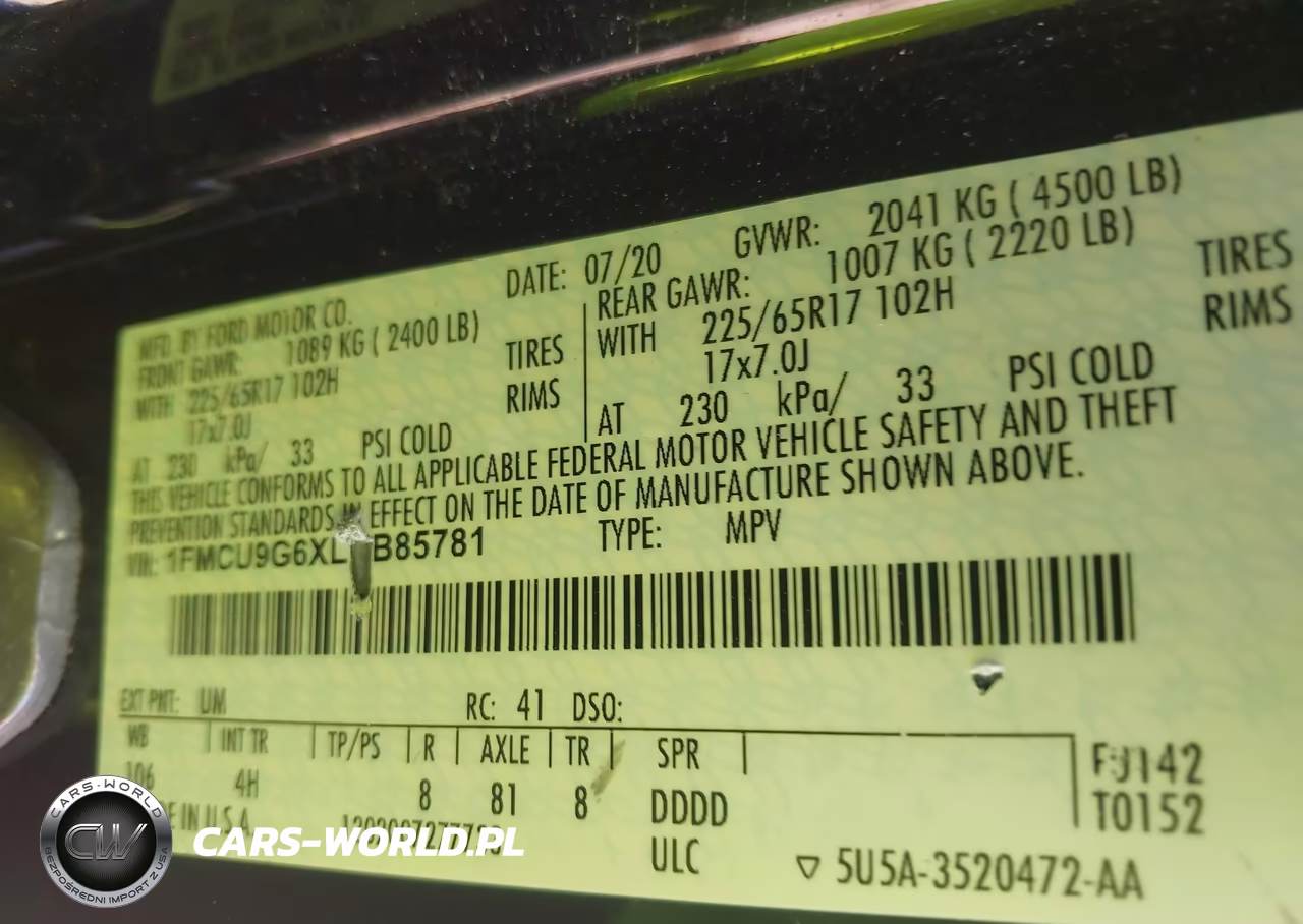 2020 Ford Escape Se VIN:1FMCU9G6XLUB85781 - 9