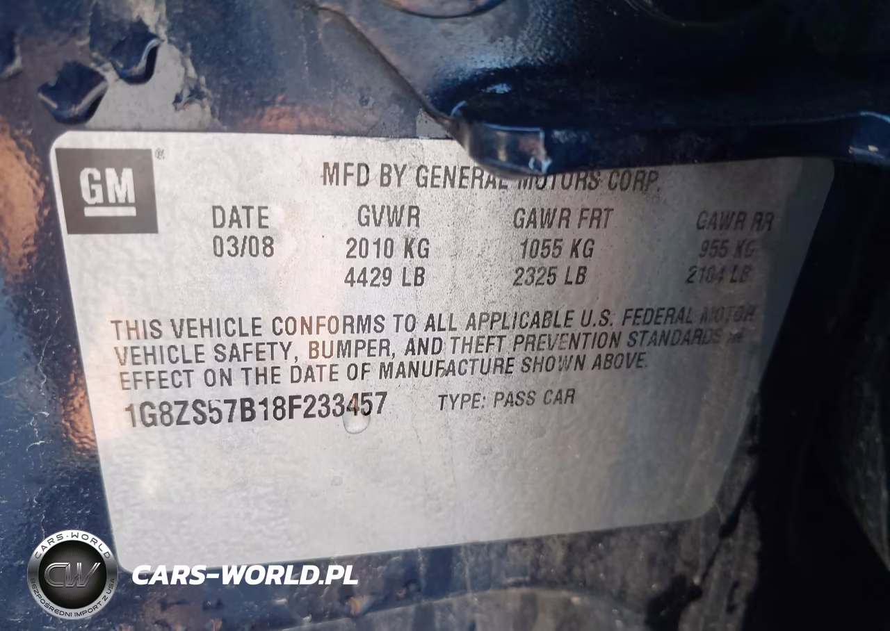 2008 Saturn Aura Xe VIN:1G8ZS57B18F233457 - 9