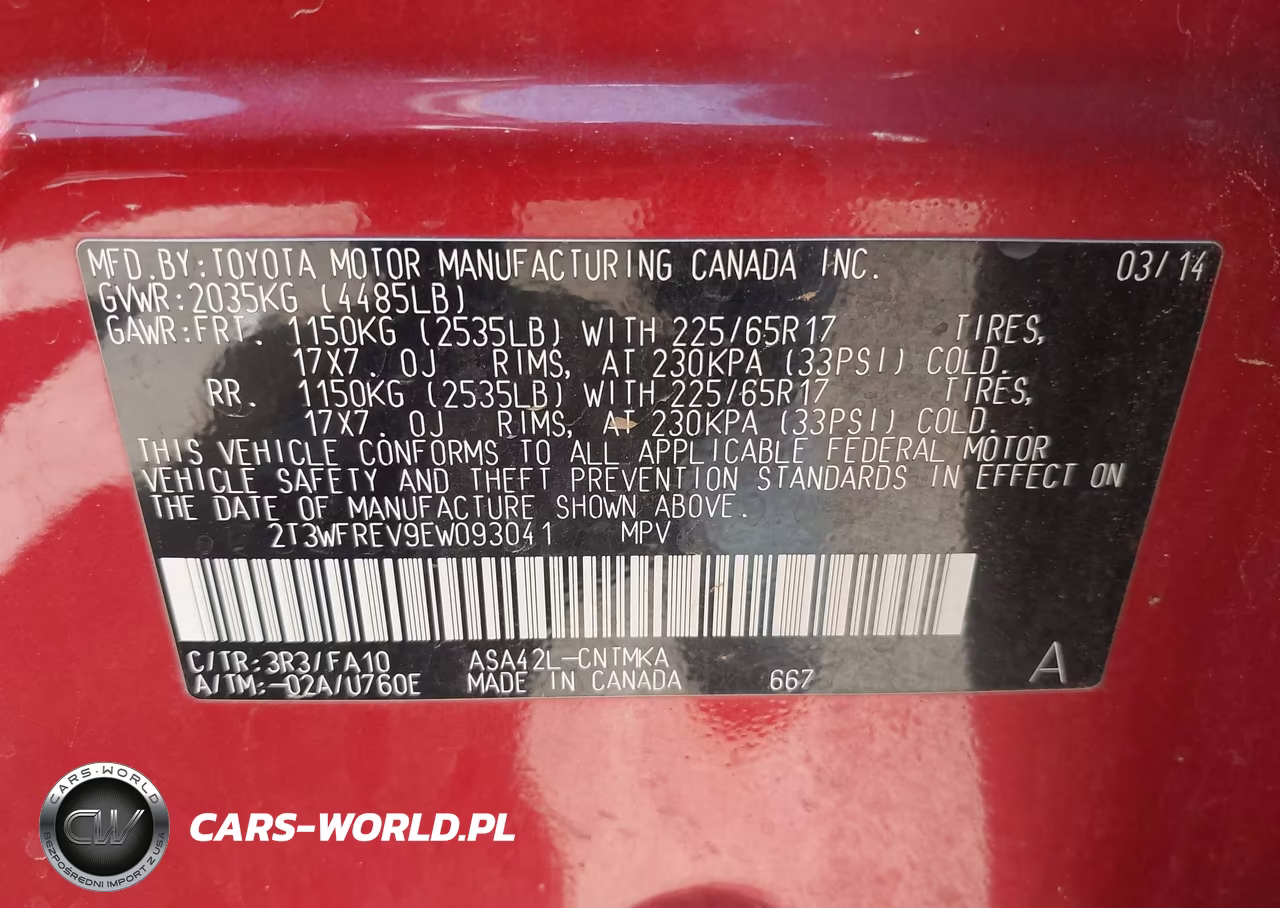 2014 Toyota Rav4 Xle VIN:2T3WFREV9EW093041 - 9