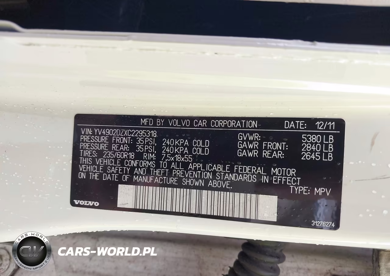 2012 Volvo Xc60 T6 R-Design VIN:YV4902DZXC2295318 - 8