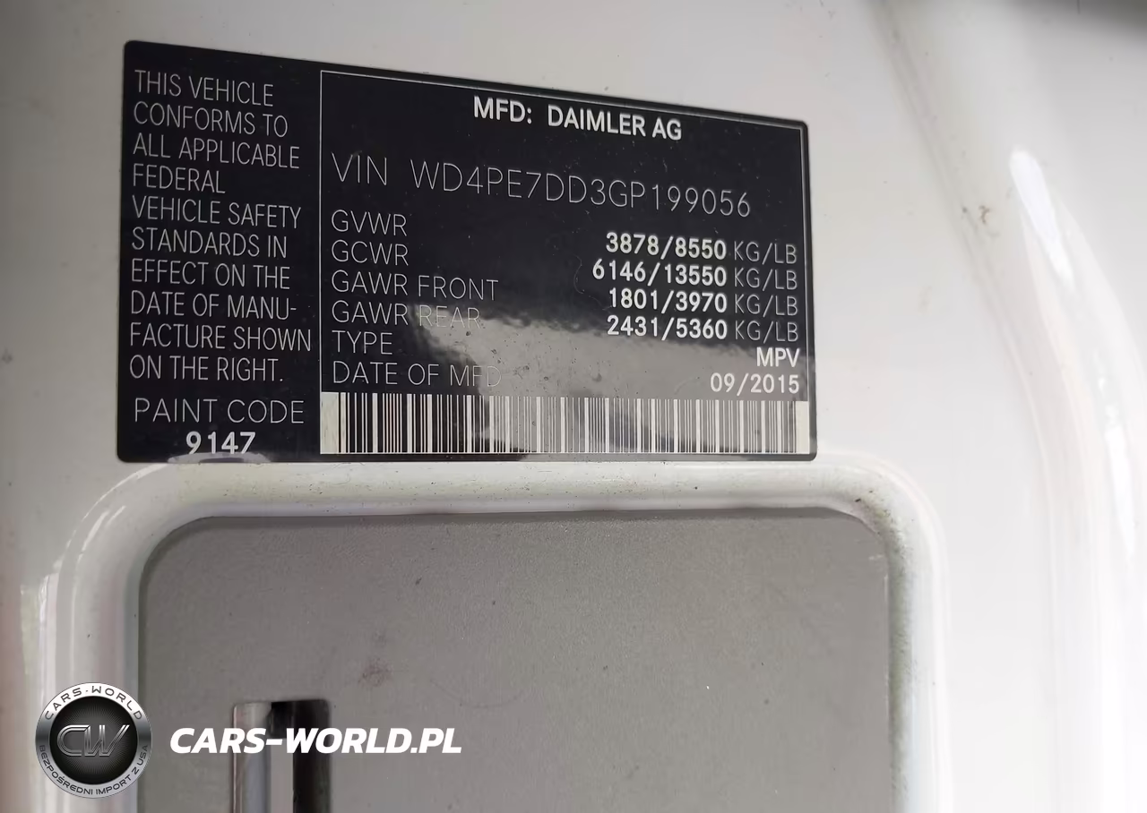 2016 Mercedes-Benz Sprinter 2500 Normal Roof VIN:WD4PE7DD3GP199056 - 9