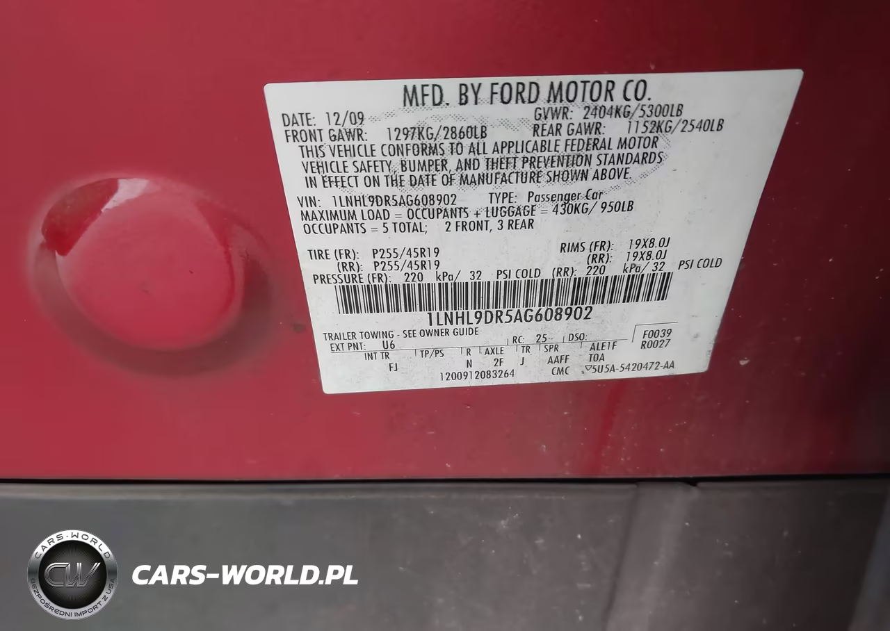 2010 Lincoln Mks VIN:1LNHL9DR5AG608902 - 9