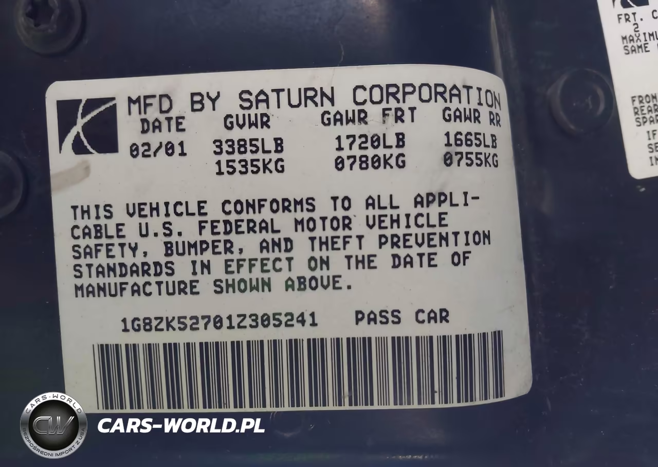 2001 Saturn Sl2 VIN:1G8ZK52701Z305241 - 9