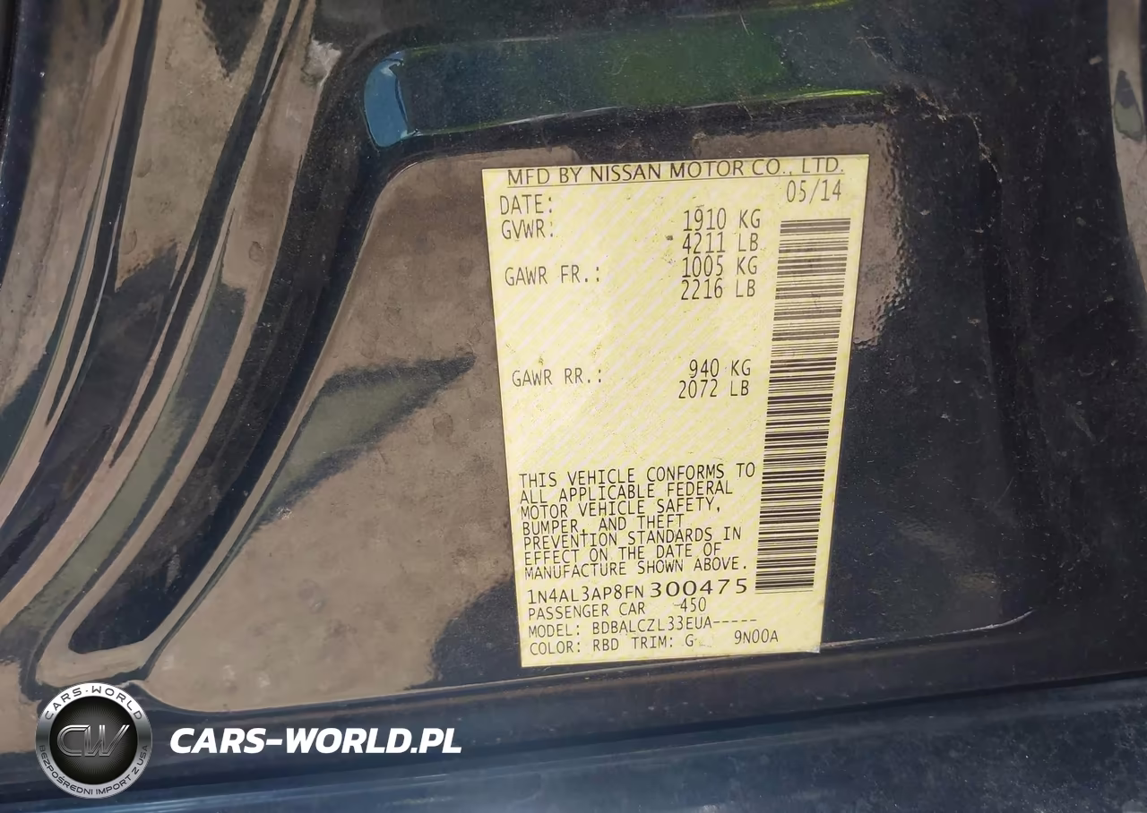 2015 Nissan Altima 2.5-2.5 S-2.5 Sl-2.5 Sv VIN:1N4AL3AP8FN300475 - 9