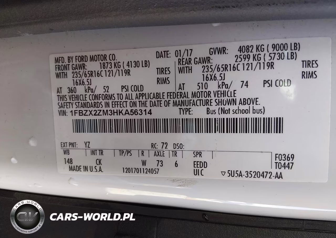 2017 Ford Transit-350 Xl-Xlt VIN:1FBZX2ZM3HKA56314 - 9