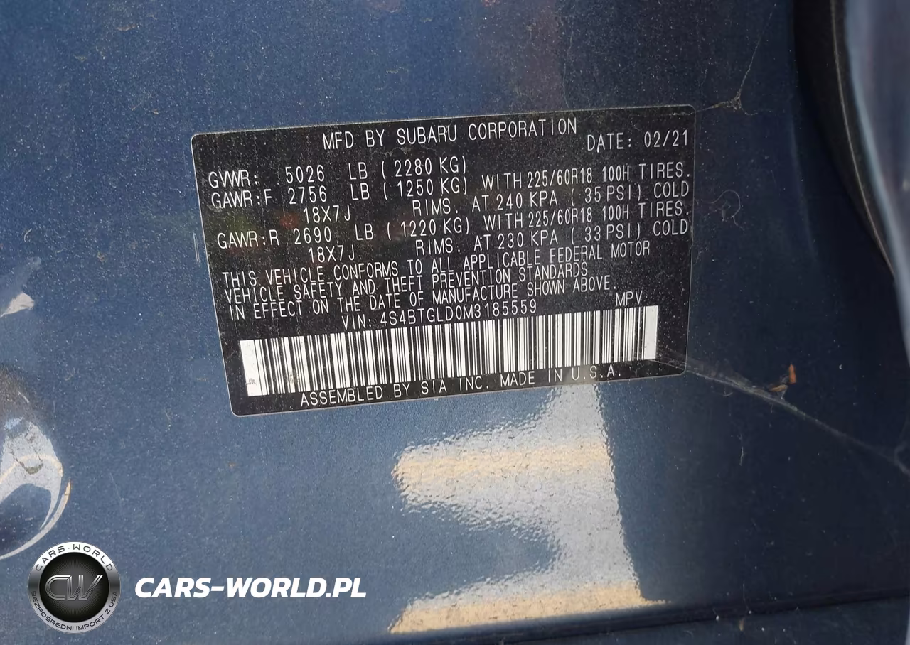 2021 Subaru Outback Onyx Edition Xt VIN:4S4BTGLD0M3185559 - 9