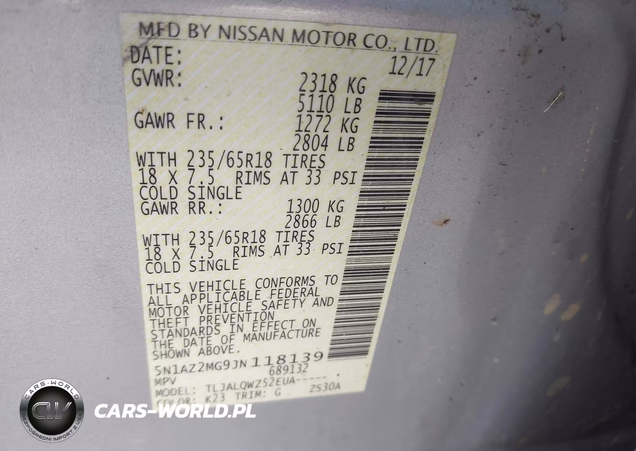 2018 Nissan Murano Sv VIN:5N1AZ2MG9JN118139 - 9