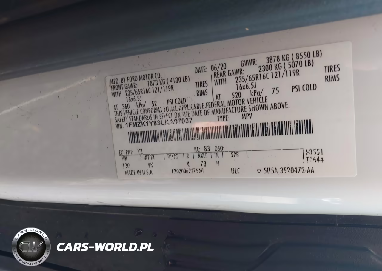 2020 Ford Transit-150 Passenger Van Xl VIN:1FMZK1Y83LKA97037 - 9