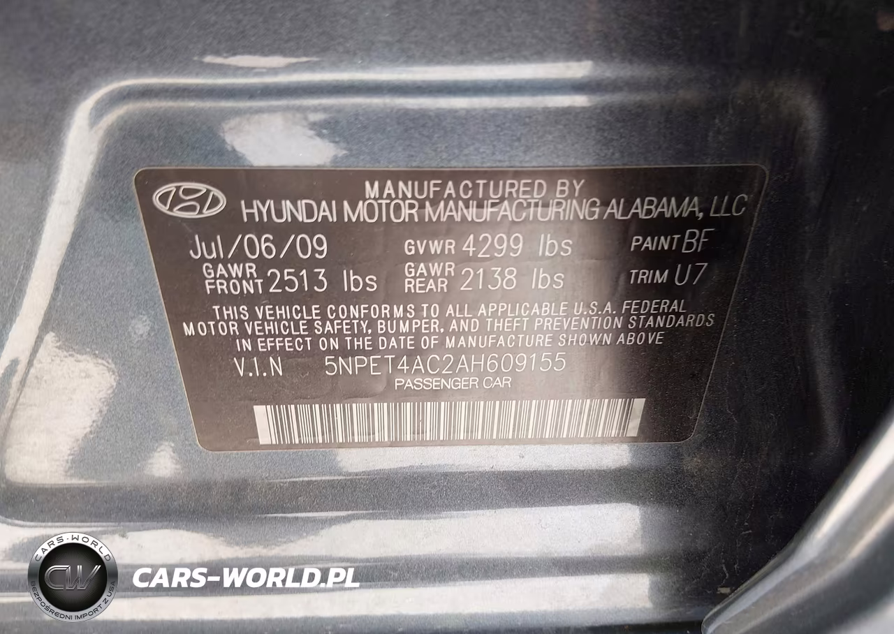 2010 Hyundai Sonata Gls VIN:5NPET4AC2AH609155 - 9
