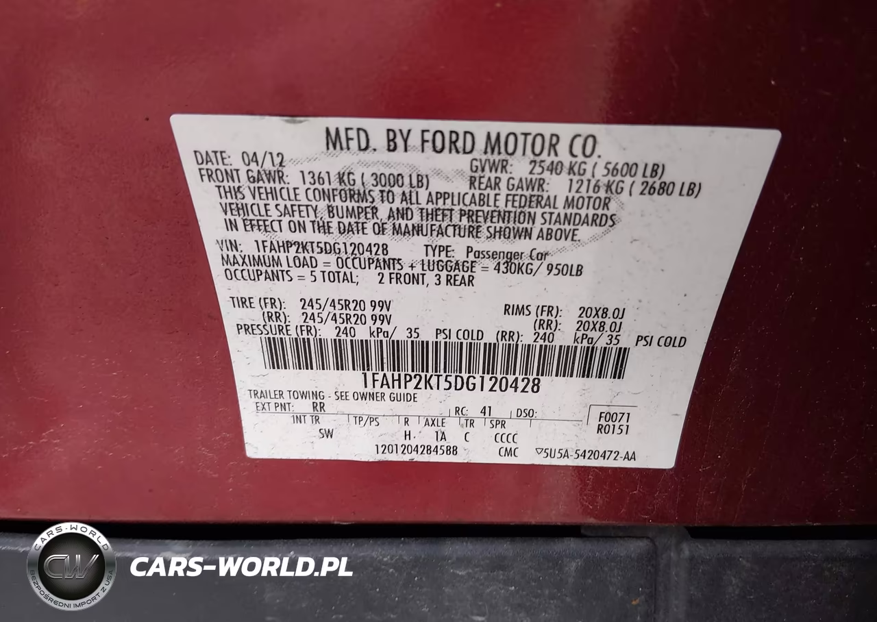 2013 Ford Taurus Sho VIN:1FAHP2KT5DG120428 - 9