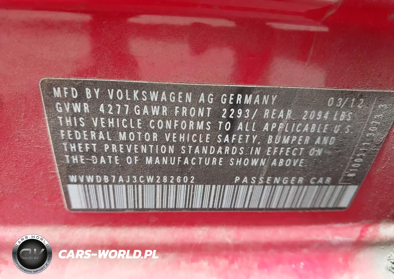 2012 Volkswagen Golf 2.5L 4-Door VIN:WVWDB7AJ3CW282602 - 9