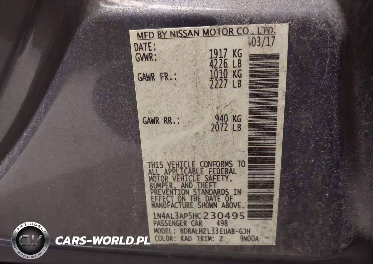 2017 Nissan Altima 2.5 Sr VIN:1N4AL3AP5HC230495 - 9