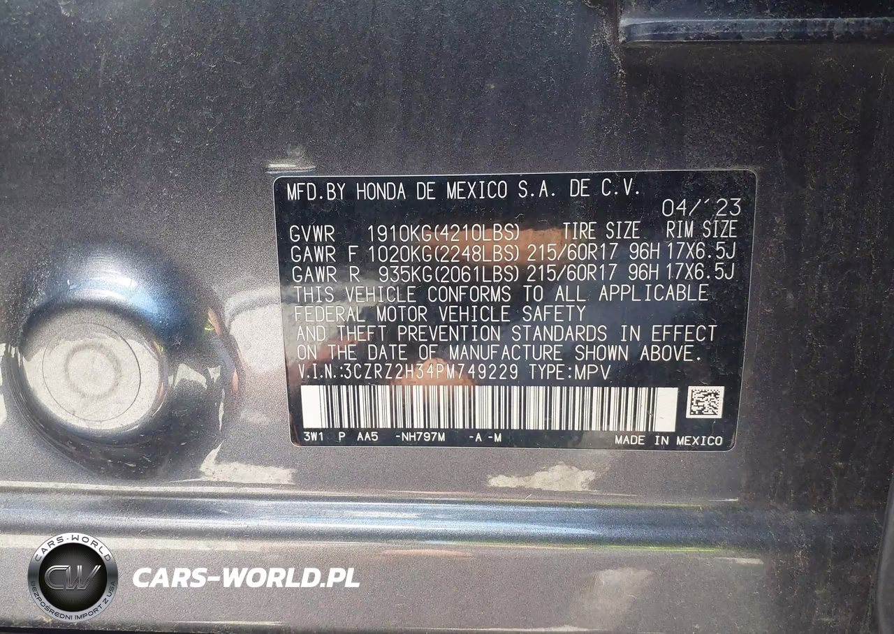 2023 Honda Hr-V Awd Lx VIN:3CZRZ2H34PM749229 - 9