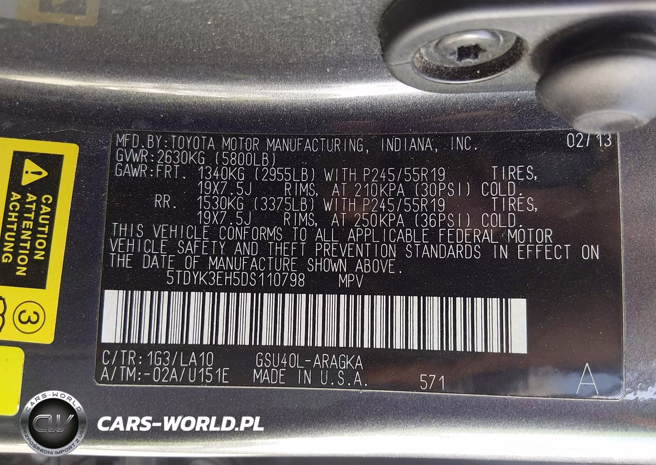 2013 Toyota Highlander Limited V6 VIN:5TDYK3EH5DS110798 - 9