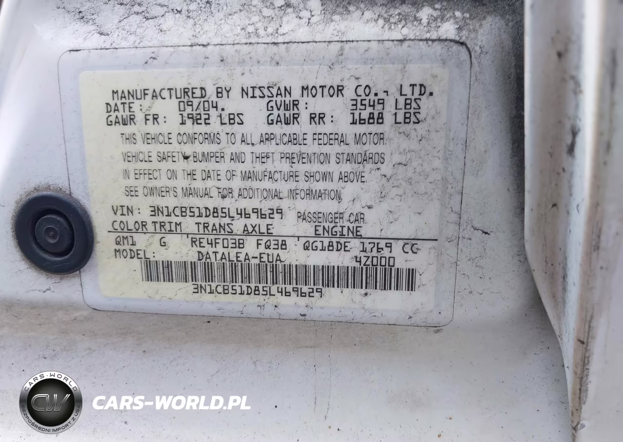 2005 Nissan Sentra 1.8S VIN:3N1CB51D85L469629 - 9