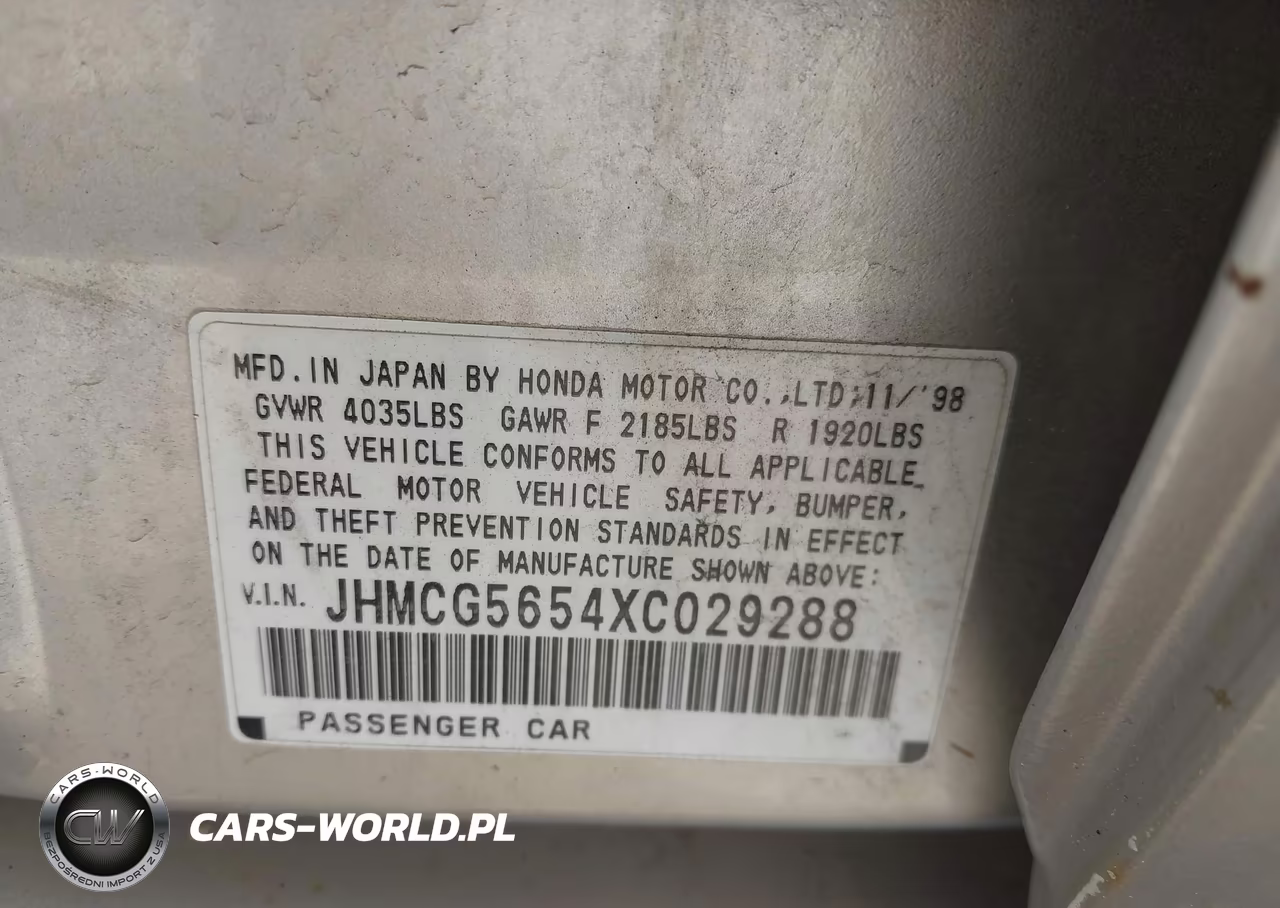 1999 Honda Accord Ex VIN:JHMCG5654XC029288 - 9