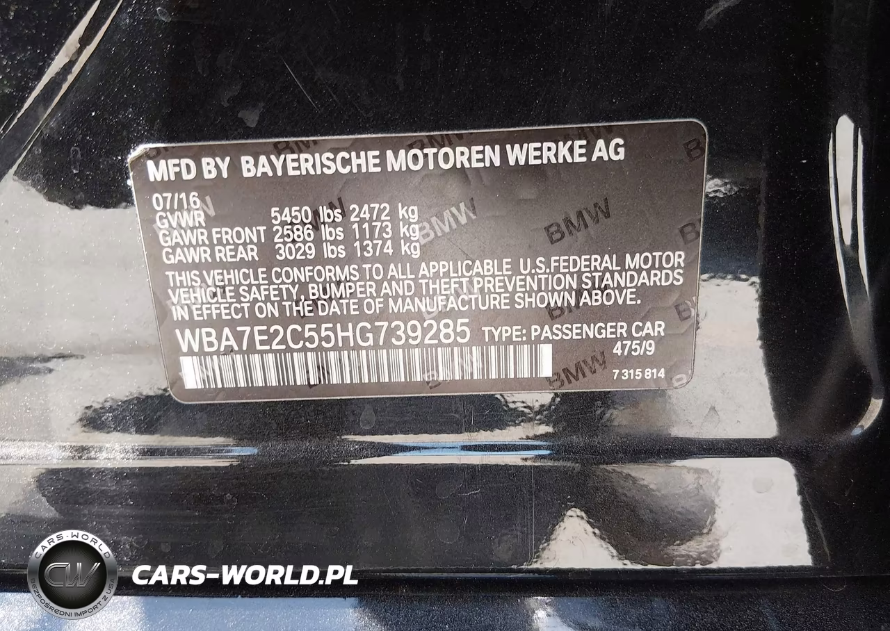 2017 BMW 740I VIN:WBA7E2C55HG739285 - 9